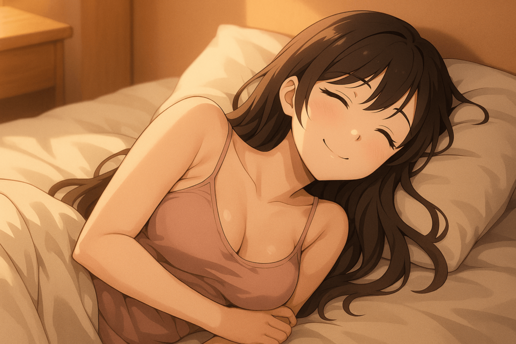 Sweet girl having self pleasure in her bed