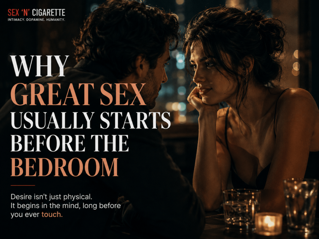 Emotionally intimate couple sharing psychological tension before intimacy