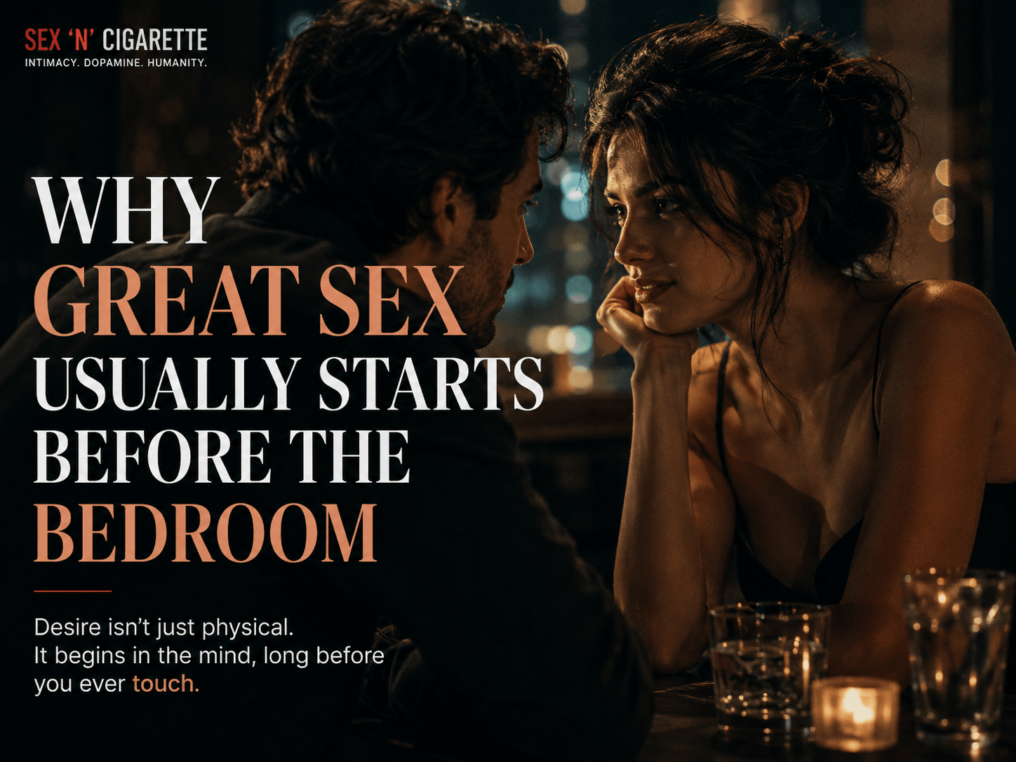 Emotionally intimate couple sharing psychological tension before intimacy