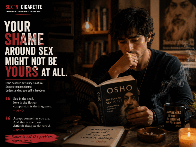 Young adult reflecting on ideas about sexuality, identity, and self-acceptance while reading in a warm, thoughtful environment.