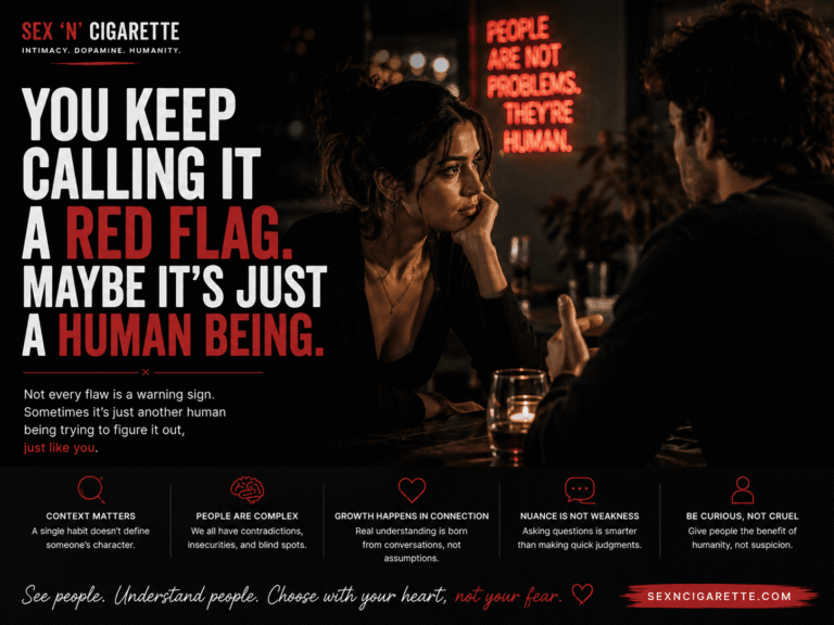 Man and woman discussing relationships during a date, representing red flags in dating, emotional intelligence, attraction psychology, modern dating culture, and human connection.